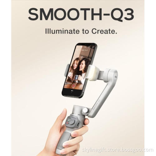 In stock foldable ZHIYUN Smooth Q3 Smartphone Gimbal Stabilizer with rotatable fill light and magic cloneMe pano